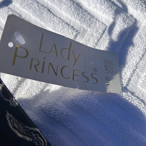 NWT Size Large Cup Lady Princess Black high cut bodysuit with embroidery. - Picture 6 of 9